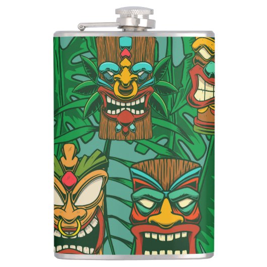 Wild Flowers Waterverf: kleurrijk naadloos Heupfles (Voorkant)