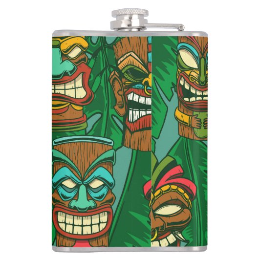 Wild Flowers Waterverf: kleurrijk naadloos Heupfles (Achterkant)