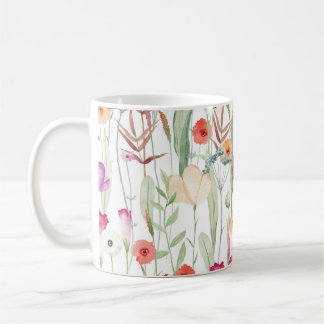 Wild Flowers Waterverf Naadloos ontwerp Koffiemok