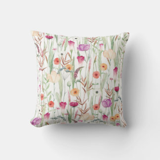 Wild Flowers Waterverf Naadloos ontwerp Kussen