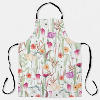 Wild Flowers Waterverf Naadloos ontwerp Schort