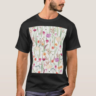 Wild Flowers Waterverf Naadloos ontwerp T-shirt