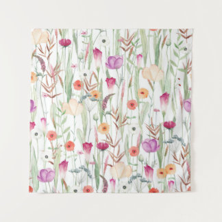 Wild Flowers Waterverf Naadloos ontwerp Wandkleed