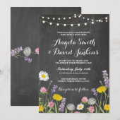 Wild Flowers Wedding Invitations Krijt Lichten Kaart (Voorkant / Achterkant)