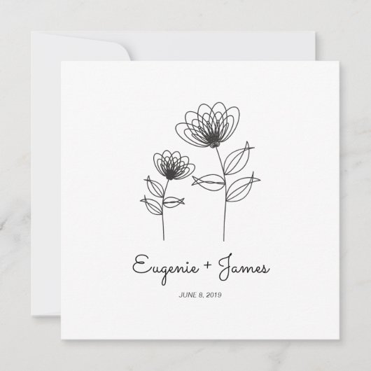 Wild Flowers Wedding Monogram Invitation Design (Devant)