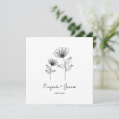Wild Flowers Wedding Monogram Invitation Design Kaart (Staand voorkant)