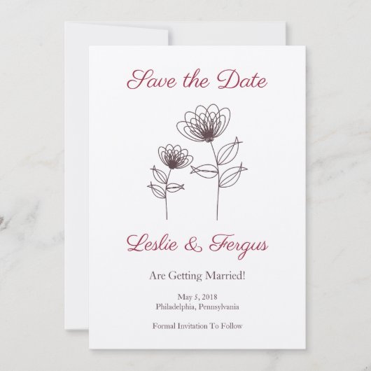 Wild Flowers with Branches and Leaves Kaart (Voorkant)