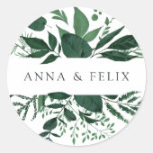 Wild Forest | Aangepaste botanische bruiloft Ronde Sticker (Voorkant)