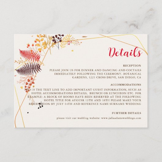 Wild Forest Bloemen Varen Paddenstoelen Foliage Br Informatiekaartje (Voorkant)