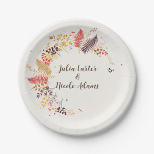 Wild Forest Bloemen Varen Paddenstoelen Foliage Br Papieren Bordje