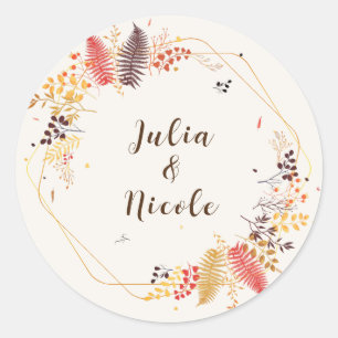 Wild Forest Bloemen Varen Paddenstoelen Foliage Br Ronde Sticker