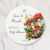 Wild forest champignons baby shower dank u bedankjes labels (Voorkant)