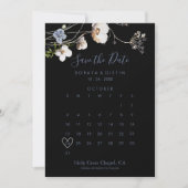 Wild Forest Floral Black Save the Date Calendar (Voorkant)