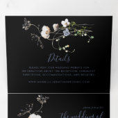 Wild Forest Floral Black Trifold Wedding Drieluik Uitnodiging (Binnenzijde eerst)