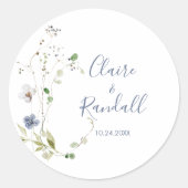 Wild Forest Floral Wedding Ronde Sticker (Voorkant)