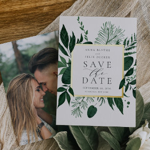 Wild Forest Folie Foto Save the Date Kaart