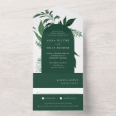 Wild Forest Green Botanical Arch Wedding All In One Uitnodiging (Binnen)
