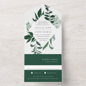 Wild Forest Green Botanical Lijst Wedding All In One Uitnodiging (Binnen)