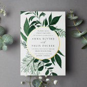 Wild Forest Green Botanical Wedding Folie Uitnodiging