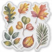 Wild Forest Leaves Custom-Cut Vinyl Sticker (Voorkant)
