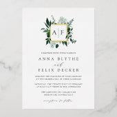 Wild Forest Monogram Wedding Folie Uitnodiging (Voorkant)
