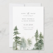 Wild Forest Pine Tree Foto Bruiloft Save The Date (Voorkant)