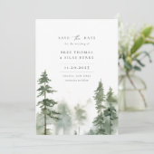 Wild Forest Pine Tree Foto Bruiloft Save The Date (Staand voorkant)