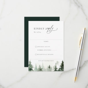 Wild Forest Pine Trees Bruiloft RSVP Kaart