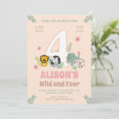 Wild Four Safari Pastel Viering Kaart (Staand voorkant)