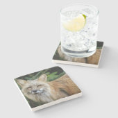 Wild Fox Stenen Onderzetter (Zijkant)