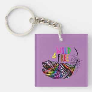 Wild & Free - LGBTQ+ Pride Diversiteit Regenboog Sleutelhanger