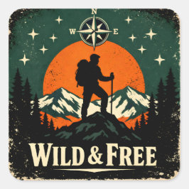 Wild & Free – Outdoor Freedom Nature Spirit Vierkante Sticker