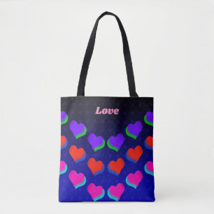 Wild Fun Neon Colorful Hearts Pattern Love Design Draagtas