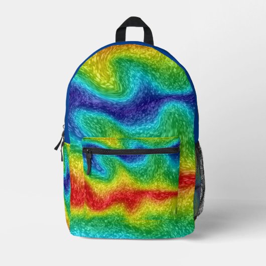 Wild Fun Rainbow Liquid Melty Pattern Bedrukte Rugzak (Voorkant)