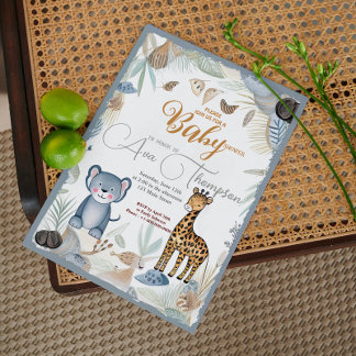Wild Funny Safari Animals Boy Baby shower Kaart