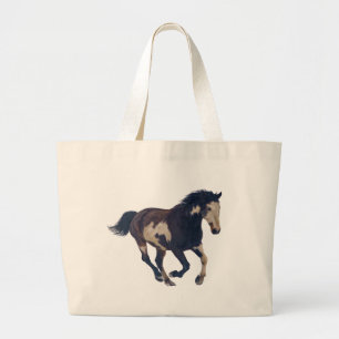 Wild Galloping Pinto American Paint Horse Grote Tote Bag
