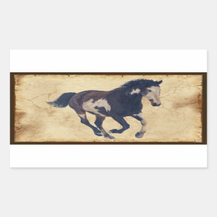 Wild Galloping Pinto American Paint Horse Rechthoekige Sticker