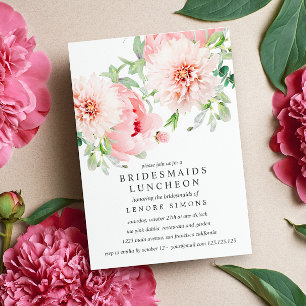 Wild Garden Dahlia Bouquet Bridesmaids Luncheon Kaart
