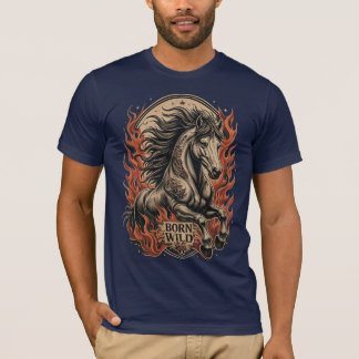 Wild Geboren Traditioneel Tattoo Paard T-shirt
