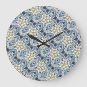wild geometrisch blauwe sterrenklok grote klok