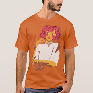 Wild Girl Floral Woman with Flowers Redhead 2 T-shirt