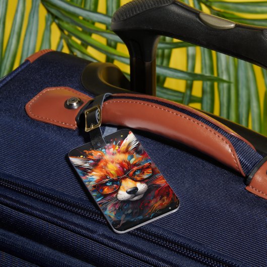 Wild Gratis Abstracte Pop Fox Bagagelabel (Voorkant Insitu 1)