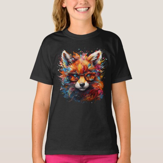 Wild Gratis Abstracte Pop Fox T-shirt (Voorkant)