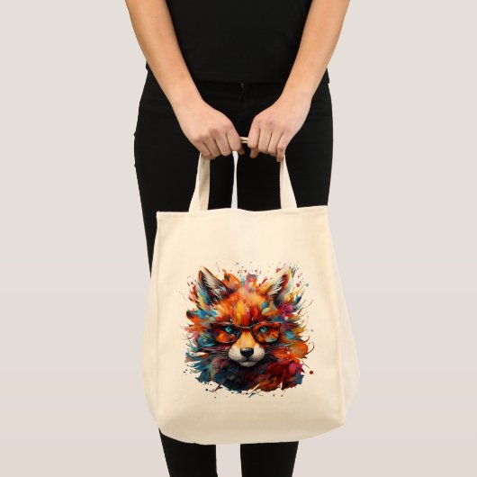 Wild Gratis Abstracte Pop Fox Tote Bag (Voorkant (product))