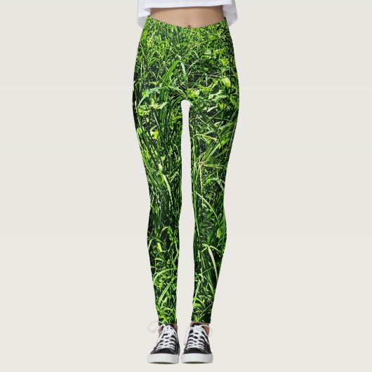 Wild Green Grass Forest Leggings (Voorkant)