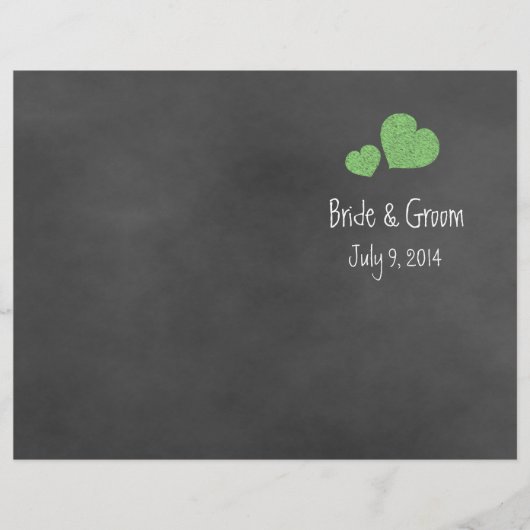 Wild Green Rozen Chalkboard Folded Wedding Program (Voorkant)