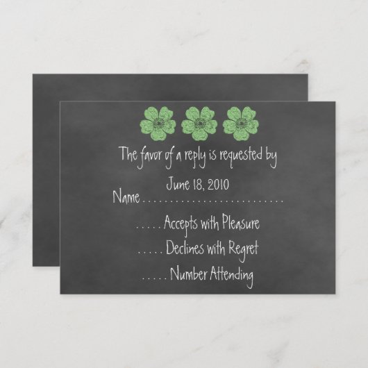 Wild Green Rozen Chalkboard RSVP-kaarten RSVP Kaartje (Voorkant / Achterkant)