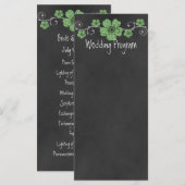 Wild Green Rozen Chalkboard Wedding Program Kaart (Voorkant / Achterkant)