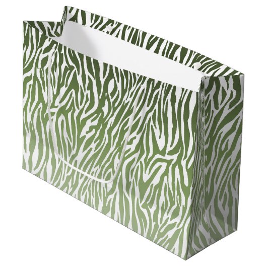 Wild Green Zebra Print Ombre Groot Cadeauzakje (Voorkant Gekanteld)