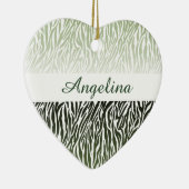 Wild Green Zebra Print Ombre Keramisch Ornament (Rechts)